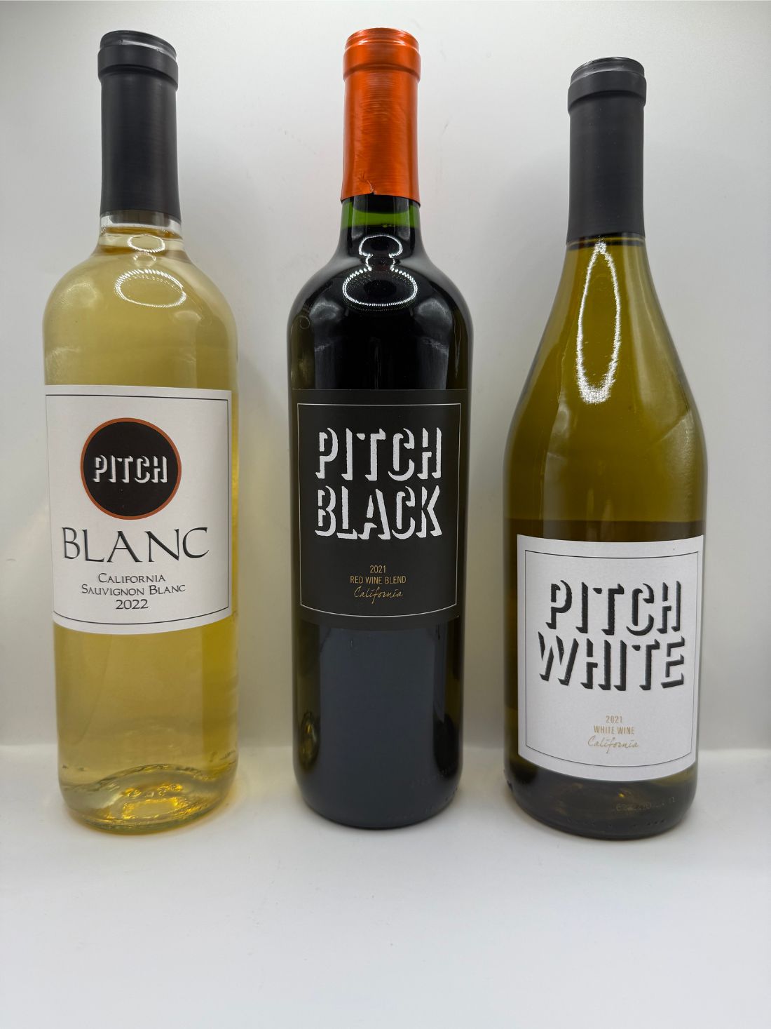 PITCH Black Red Wine, PITCH White Un-Oaked Chardonnay, PITCH Sauvignon Blanc - 1 / 12-pack